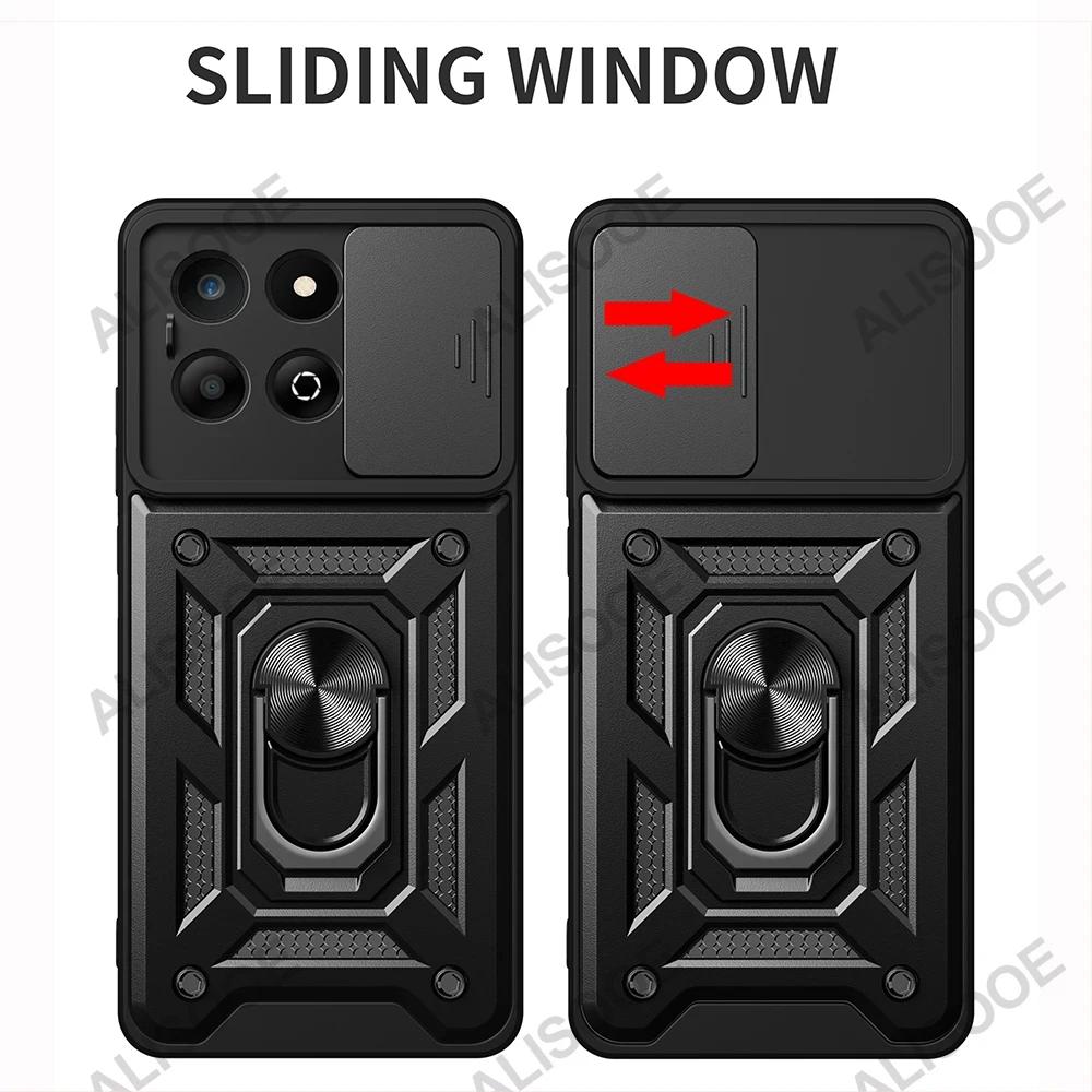 Funda for Honor 200 Smart Case Slide Camera Lens Ring Stand Holder Shockproof Phone Cover for Honor 200 Smart 5G Capa