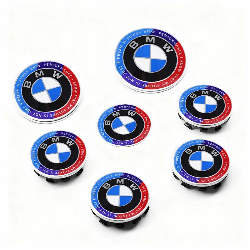 7Pcs Steering Wheel Center Sticker Front Rear Car Badge Wheel Hub Center Cover For BMW M X1F48 E12 F22 F87 X3F25 E61 F16 G15