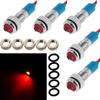 5pcs 6mm 1/4" LED Metal Indicator Light Waterproof Signal Lamp Pilot Dash Directional Car Truck Boat Wire (Red)