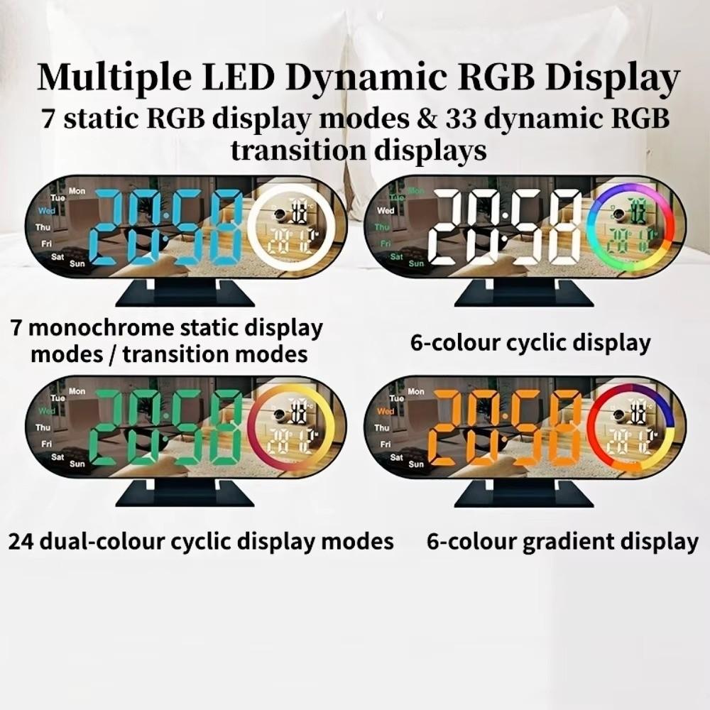 Voice Control Digital Alarm Clock 12/24H Format LED Electronic Clock LED Mirror Clock  Office Decor