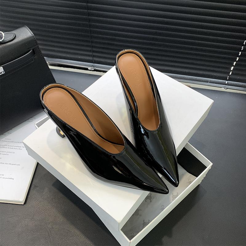 2025 Новый Дизайн Платформа Танкетка Высокий Каблук Мюли Женские Тапочки Лаконичные Неглубокие Остроносые Вечернее Платье Женская Обувь