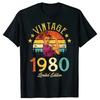 Vintage Legends Born In 1980 44 Years Old T Shirt Unisex Cotton Tshirt Birthday Retro Anniversary Tees Top Streetwear Tshirts