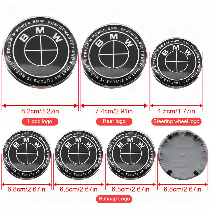 BAAWW1 7Pcs Car Hood Rear Emblem Steering Wheel Stickers Rims Cap Badge For BMW F20 E36 E46 X6 M4 E60 E93 E87 G01 G20 X3 X5 F30 E53 E90