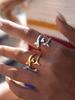 Exquisite Dolphin Design Stainless Steel Ring 18K Gold Plated Waterproof High Quality Ladies Zircon For Daily Wear Vacation Etc