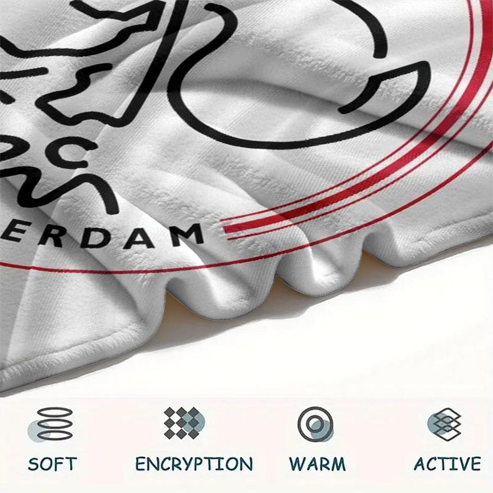 AFC Ajax Amsterdam logo Printed Flannel Blanket, soft throw for bedroom sofa, washable,soccer fan merchandise, great gift.