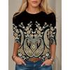 Women's Swearshirt 3D Print Ethnic Floral Graphic Daily Fashion Casual Long Sleeve T-Shirts Crew Neck Black Spring Fall Tops