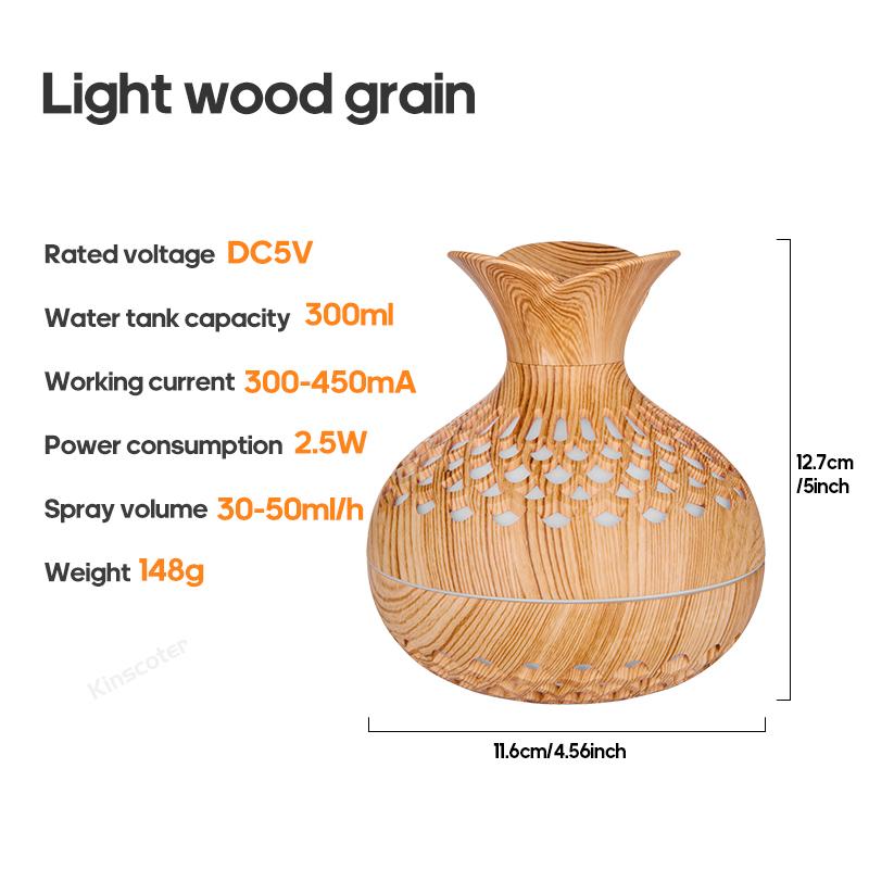 Wood Air Humidifier Aroma Oil Humidificador USB Cool Mist Sprayer with Colorful Soft Night Light Purifier Home Appliance