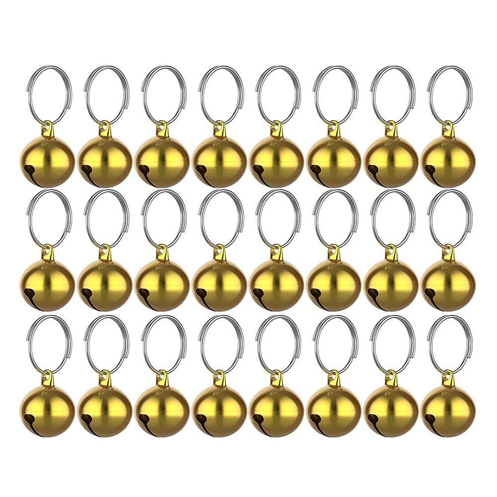 24Pcs Vintage Christmas Bell Jingle Horizontally Open Design Xmas Tree Hanging Bells 14mm Colorful Cat Collar Bell Keychain