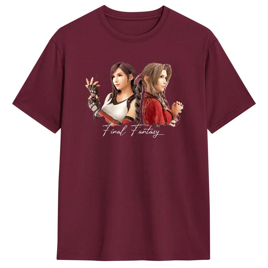 Unisex TShirts FF VII Tifa and Aerith Novelty Pure Cotton Tees Short Sleeve T Shirts Crew Neck Tops 4XL 5XL
