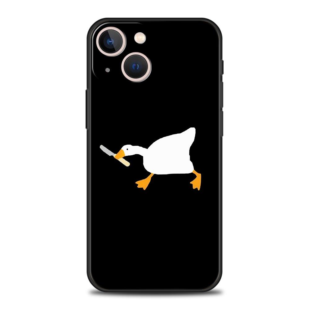 Чехол с рисунком «Сомнение утки» для iPhone 11, 12, 13, 15, 14 Pro Max, чехол для телефона X XR XS 7, 8 Plus SE, 2020, роскошный черный силиконовый чехол, принципиально