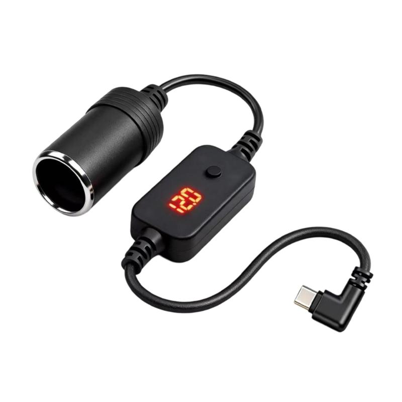 Тип "Plug and Play" Адаптер Type C в прикуриватель автомобиля с регулируемой настройкой напряжения и быстрой зарядкой PD для легкой зарядки устройств