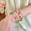 Resin Natural Dried Flower Bracelet Bohemian Big Cuff Bangle Cute Acrylic Bangle Girls