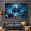 Pirate Adventure Photography Background Banner - Polyester Seaside Yacht and Treasure Party Decorations
