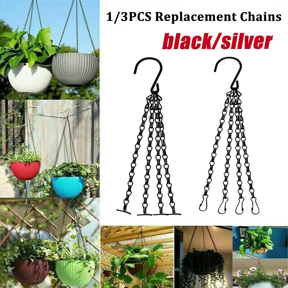 14" Hanging Basket Black/Silver Replacement Plant Hangers Hanging Chain Replacement Chains 4 Strand