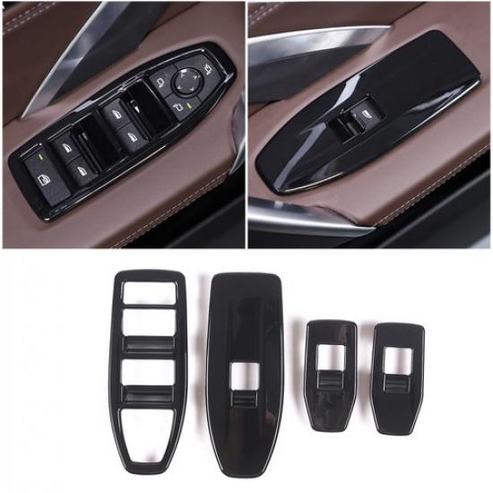 Glossy Black ABS Window Lift Switch Button Trim Frame For BMW X1 -2024