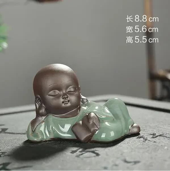 F Creative Boutique Улыбающийся Будда Чайный питомец Керамические украшения Безумный монах Фигурки кунг-фу и мини-товары для дома Офисное украшение