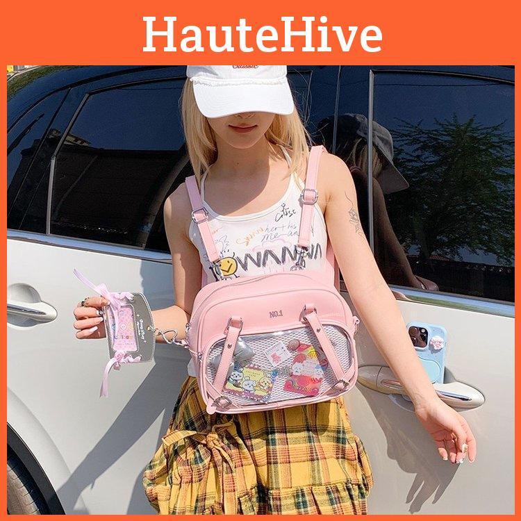 Pu Cartoon Chiikawa Doubles Shoulder Bags Girls Clear Backpack Multi Colors