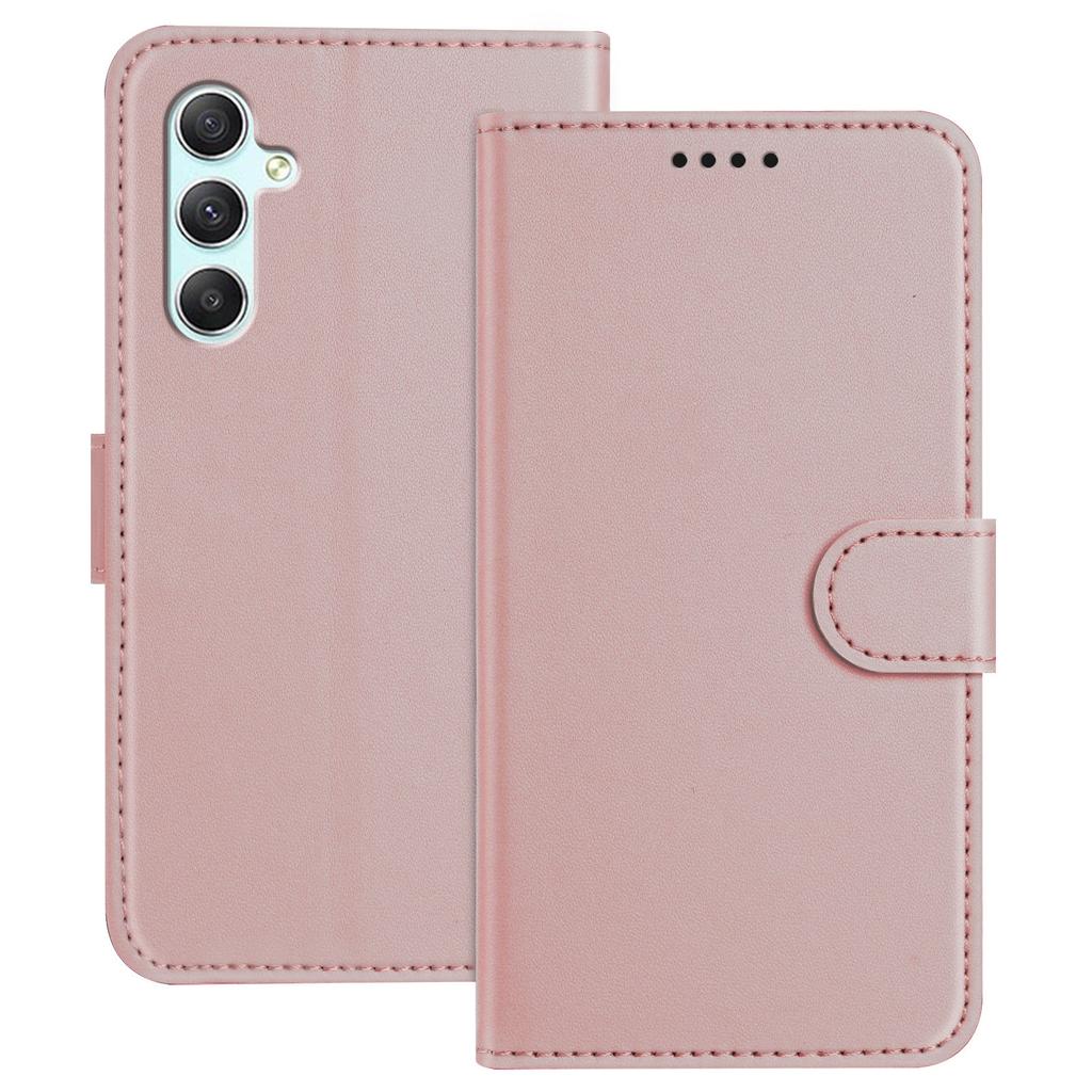 For Samsung Galaxy A34 5G Leather Case Wallet Stand Solid Color Anti Drop Phone Cover