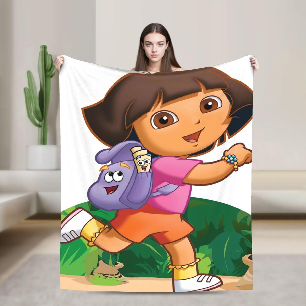 Warm BlanketChild Decorative Cartoon D-Dora The E-Explorer Adventure Throw Blanket For Outdoor Comfortable Sofa Bed Cover