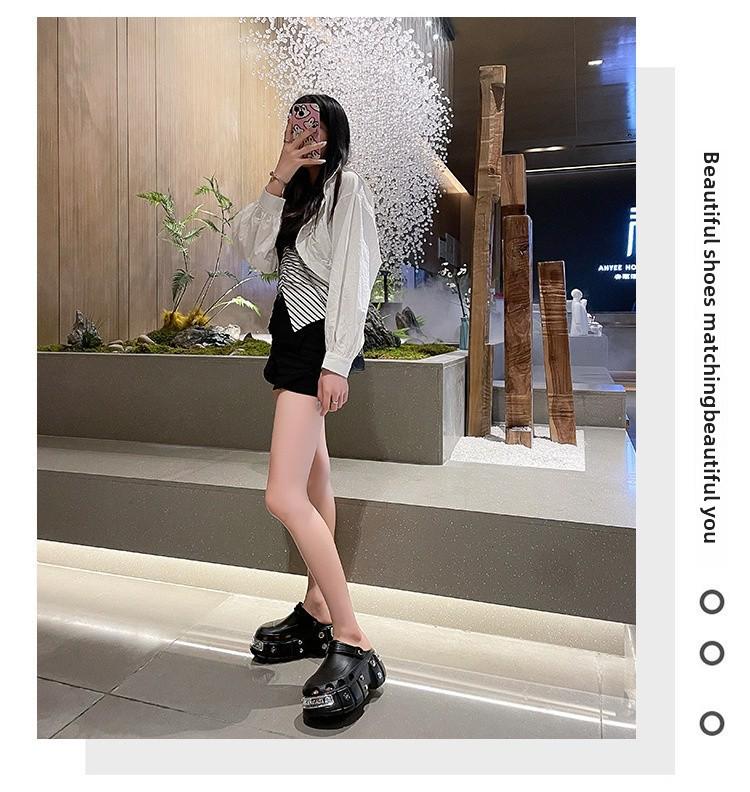 Мужские черные двойные пляжные туфли без застежек на толстой подошве