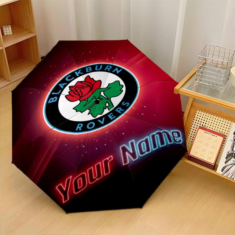 Автоматический 3-складной зонт Blackburn Rovers Football 8 ребер Ветрозащитный складной зонт Защита от солнца и дождя Для путешествий на открытом воздухе Ежедневное использование