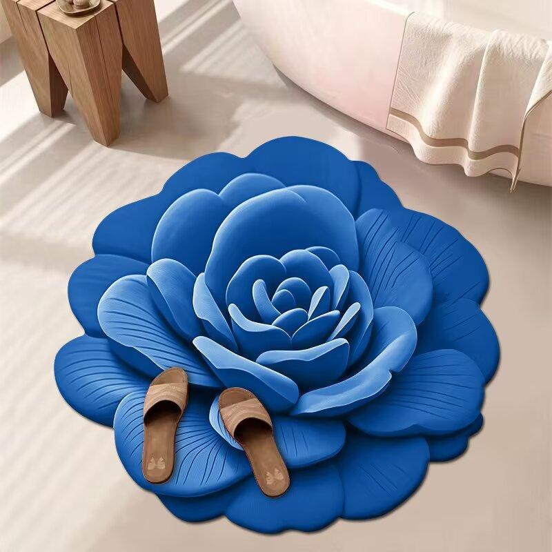 3D Цветочный Ковер Ванная Комната Впитывающий Бытовой Противоскользящий Грязеотталкивающий Легкий в Уходе Коврик для Ног