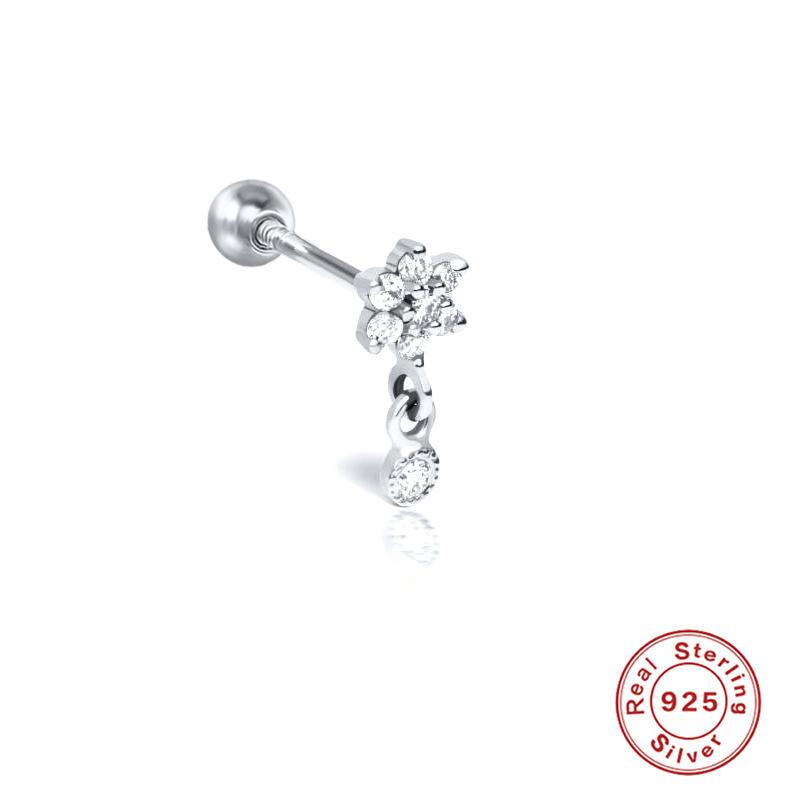 Серьги-гвоздики для пирсинга из стерлингового серебра S925, серьги-гвоздики для пирсинга, серьги-гвоздики для пирсинга, серьги-гвоздики для пирсинга из циркония, серьги-гвоздики в виде цветка, снежинки, змеи, платина