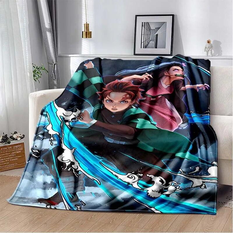 Модное одеяло Demon Slayer-легкое фланелевое покрывало для дивана и кровати, одеяло с цифровой печатью из мягкой фланелевой ткани с червями