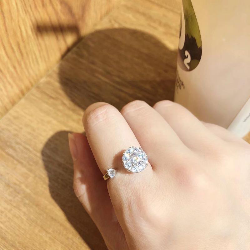 Вращающееся кольцо из стерлингового серебра 925 пробы, открытое кольцо, модное, супер-флэш, микро-инкрустированное цирконием, модное