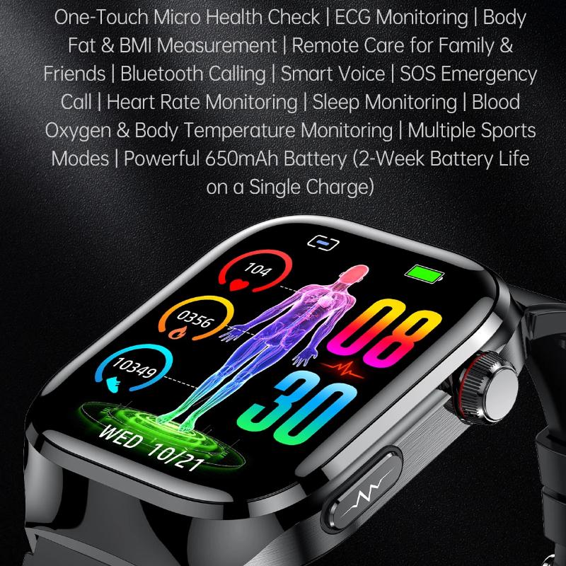 2025 New Uric Acid Blood Lipids Smart Watch Men ECG+PPG Blood Pressure Blood Oxygen Bluetooth Call Health Smartwatchs for IOS Android