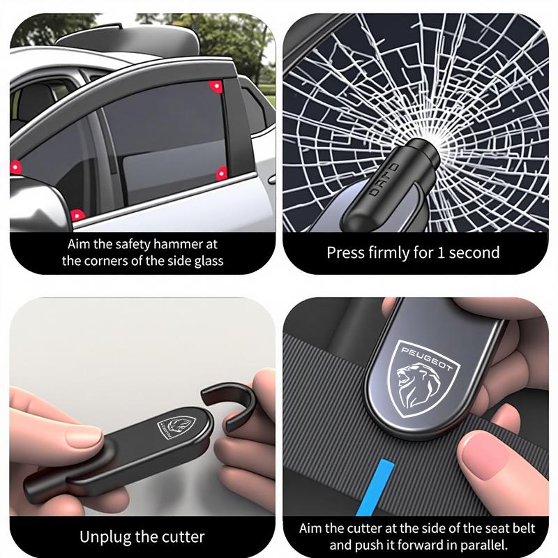 Car Window Breaker Hammer Seat Belt Cutter Emergency Escape Tools For Peugeot 206 307 308 3008 207 208 407 408 4008 508 2008 301 B3