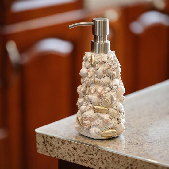 Диспенсер для мыла Shell Design, водонепроницаемый, из нержавеющей стали, дезинфицирующее средство для рук, лосьон, шампунь