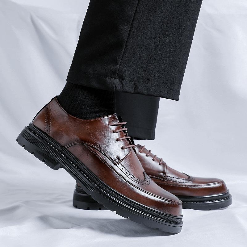 Men Fashion Wedding Party Dress Original Leather Shoes Lace-up Derby Shoe Black Brown Carved Brogue Sneakers Gentleman Footwear