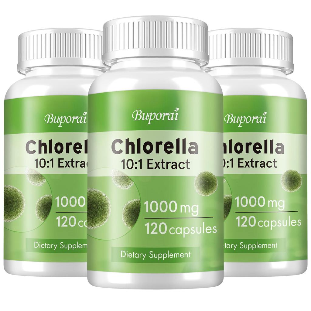 Chlorella Extract Capsules, 10:1 High Concentration 1000mg Algae Extract, Nutritional Supplement