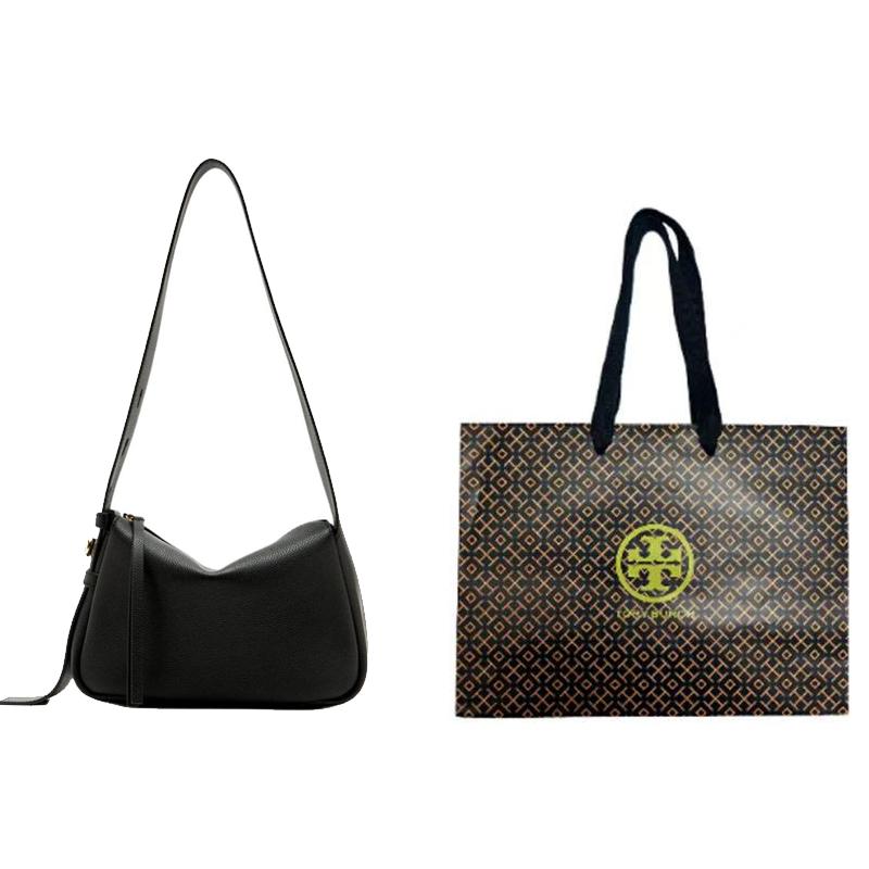 TORY BURCH Romy brand classic logo cow leather shoulder bag small size women's black 176674-001
