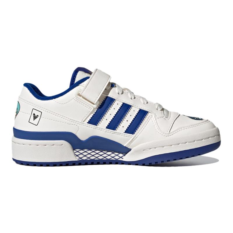 Adidas Originals FORUM Low J Abrasion Resistant Low Top Kids' Skateboarding Shoes White Blue Sneakers FX6714