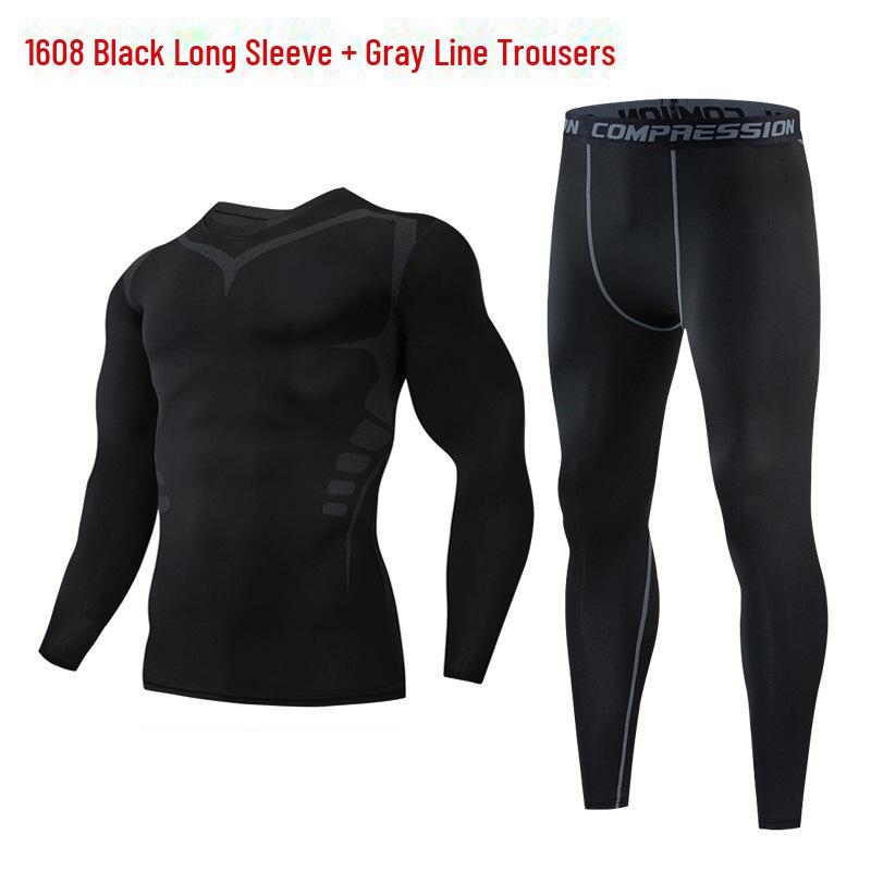 Мужские быстросохнущие красные спортивные леггинсы с длинным рукавом для бега, тренировок, баскетбола или фитнеса осенью/зимой