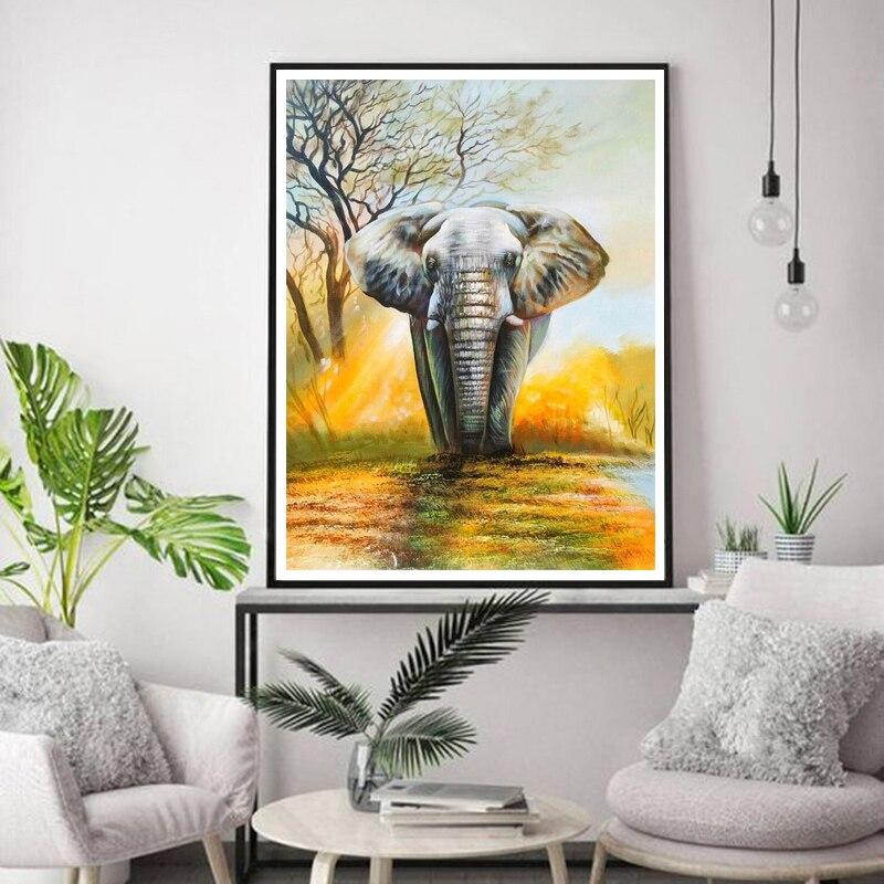 DIY Elephant 5D Diamond Painting Full Round Drill Rhinestone Animal Diamond Embroidery Cross Stitch Mosaic Kits Wall Art Decor