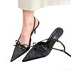 Fashion Summer New Women's Sandals 2025 Bow Elegant High Heel Shoes Non Slip Pointed Party Lady Footwear Fashion Open Heel Sandals Mujer