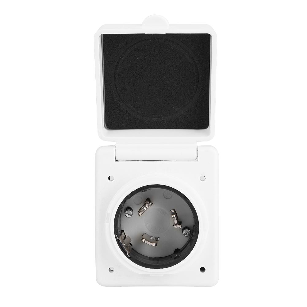 125V/250V 50A RV Marine Power Cord Twist Electrical Lock White Inlet with Waterproof Cover