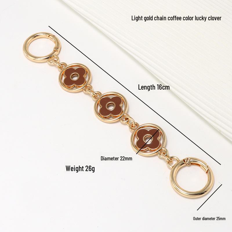 Съемный ремешок-цепочка для сумки 'Клевер на удачу' - Универсальный декоративный металлический аксессуар для сумки через плечо и рюкзака