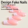 Полное покрытие, французские накладные ногти, квадратная головка, модные женские накладные ногти