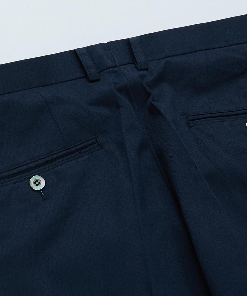 BELLIEF Gabardine Cotton Double Pleats Wide Chino Pants (Navy)