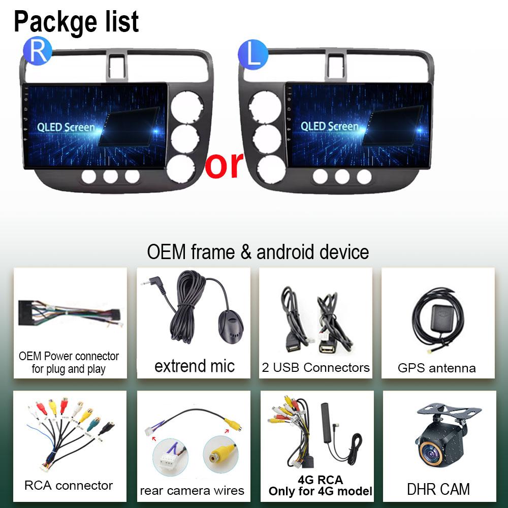 Для Honda Civic 2000-2006 RHD LHD стерео Android 13 автомобильный мультимедийный плеер экран навигация GPS Carplay 5G Wifi нет 2 DIN BT HDR