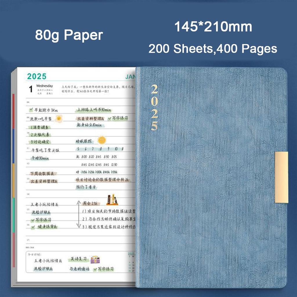 Расписание дел на 2025 год, ежедневник для студентов, утолщенный ежедневник, записная книжка, блокнот, тетрадь, памятка, 200 листов, 400 страниц