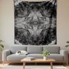 Symmetric Eye Tapestry Wall Hanging, Black White Abstract Dark Art, Gothic Wall Decor for Bedroom Living Room Dorm