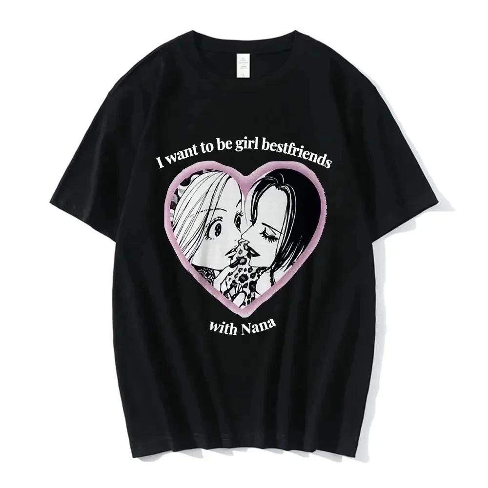 Anime Nana Osaki Print Casual Crew Neck Short Sleeve Comfort Top 100% Cotton Women‘s’ Summer T-Shirt Fashion Trend T-Shirt