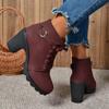 2024 Women High Heel Ankle Boots Autumn Winter Booties Woman Fashion New Lady Shoes Brown Black Short Boot Female Botas De Mujer