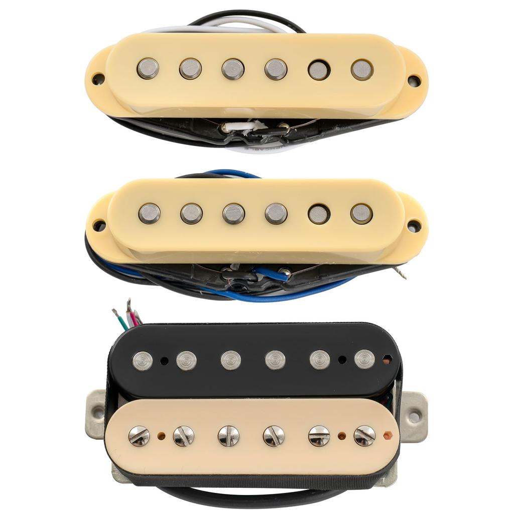 Musiclily Pro ST-60SE Staggered Alnico 5 Single-Coil Pickups and Humbucker HSS Neck, Middle, and Bridge Pickup Set for Strat Electric Guitars (Zebra)