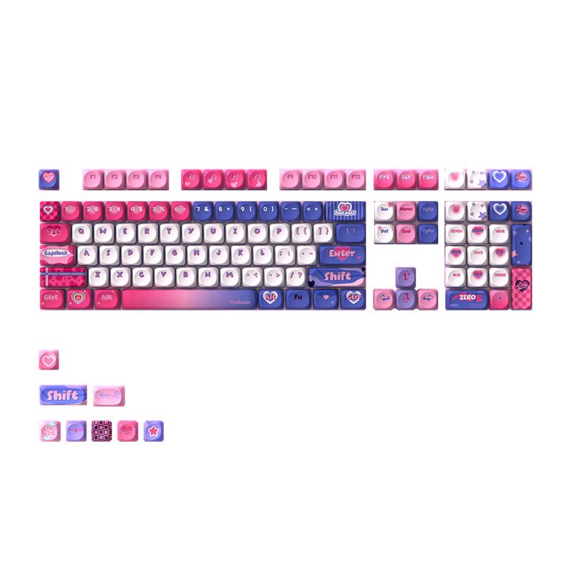 Оригинальные кейкапы Moa Anime Height Фиолетово-розовые PBT Dye-Sublimation - Персонализированный полный набор